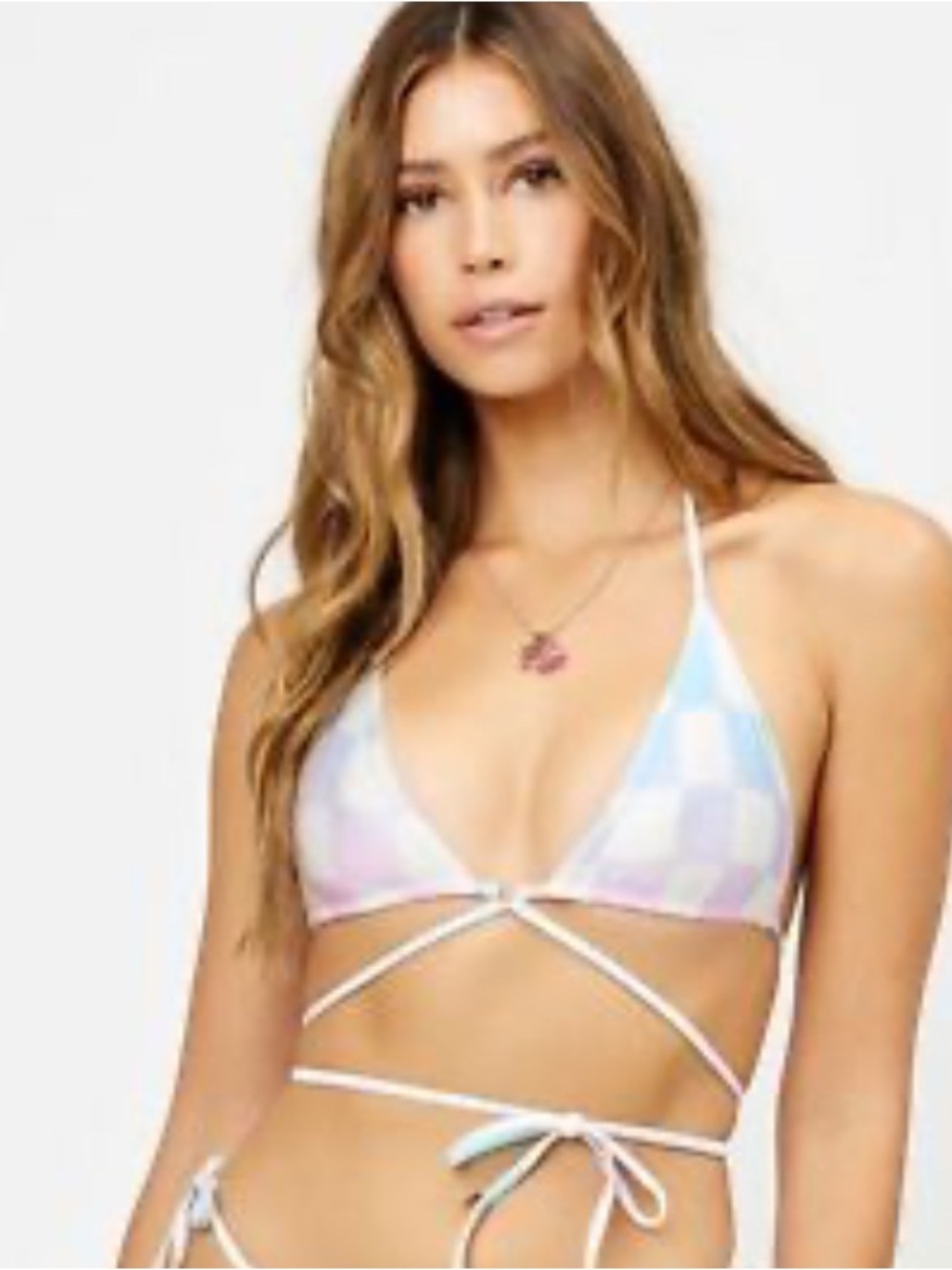 Frankie's Bikini X Alo Pastel Check Triangle Tie Bikini
